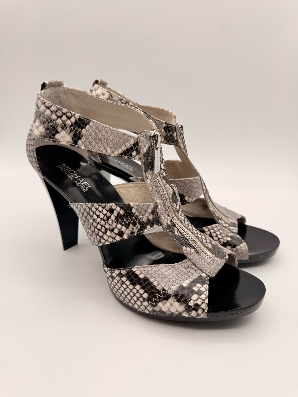 MICHAEL KORS Snakeskin Leather Strappy Platform Heels Size 11 - Picture 6 of 17
